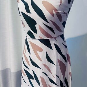 Ann Taylor Black and Pink Patterned Midi Dress